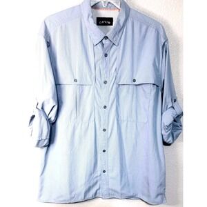 Orvis Men's Blue Long Sleeve‎ Fishing Shirt Size XL Vented Performance Button Up